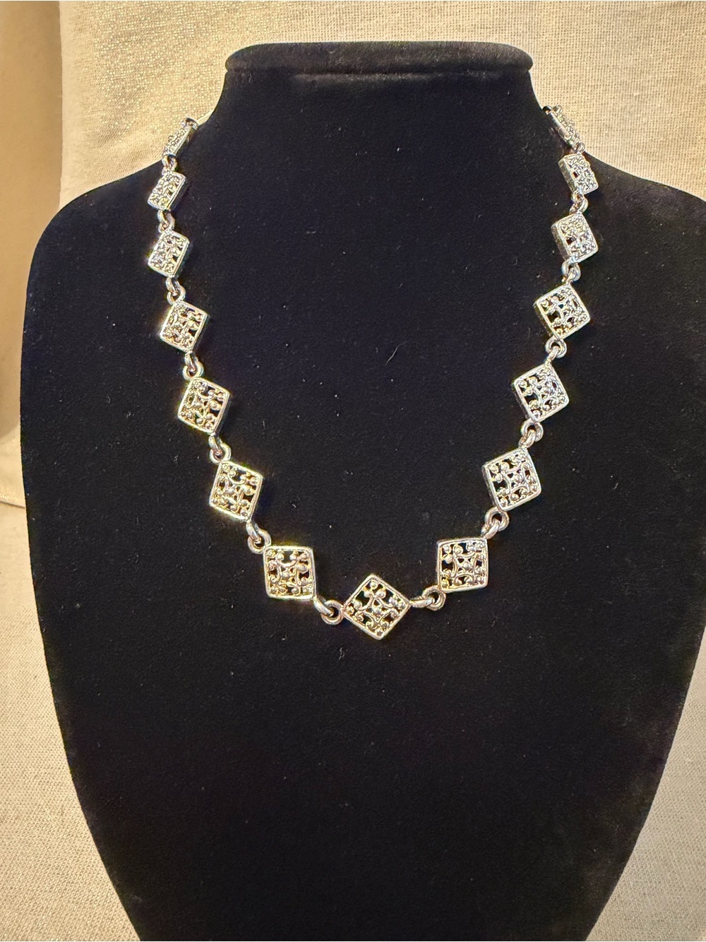 Vintage Geometric Square Link Necklace - Women Jewelry